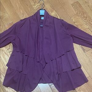 Macy's Draped Ruffle-Front Cardi in Deep Wine